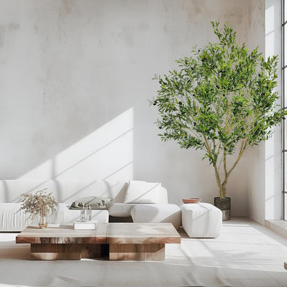 Artificial Tree Faux Olive Tree 8ft Tall Fake Olive Plant in Pot Fake Silk Tree Faux Plants Indoor