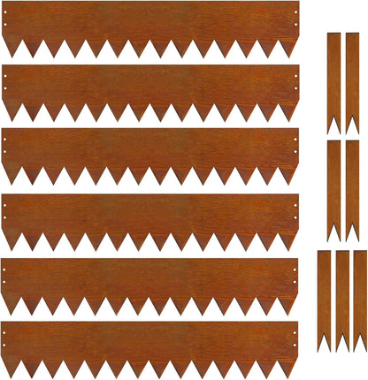 40" L X 8" H Corten Steel Landscape Edging,6 Pack Landscape Edging with 7 Clips and Gloves,Garden Edging Border for Lawn, Flower Bed, Yard (Rust-Colored)