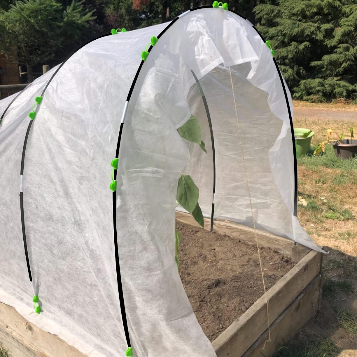 Greenhouse Hoops Grow Tunnel, 10 Sets of 7FT Garden Hoops for Raised Beds, Rust-Proof Fiberglass Frame for Garden Netting, Greenhouse Kit, Plant Shade Cloth, Plant Row Cover, 50 pcs