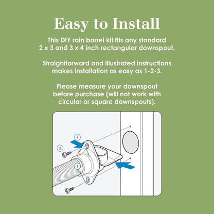 EarthMinded FlexiFit Universal Diverter System - Works with Standard Rectangular Downspouts - Easily Connects Your Existing Rain Barrel to a Downspout Diverter System