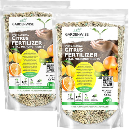 Professional Citrus Fertilizer + Vital Micronutrients; Perfect Balanced NPK for All Citrus; for Indoor and Outdoor Plants; Orange, Lime, Avocado and Lemon Tree Fertilizer (10 QUARTS)