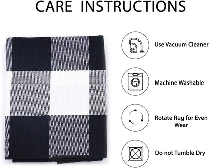 IOHOUZE Buffalo Plaid Rug 5x8 Ft Indoor Outdoor Rug, Washable Rugs for Living Room, Spring Summer Welcome Mats Outdoor, Black White Rug for Farmhouse/Entryway/Home Entrance