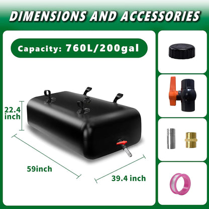 760 L/200 gal Water Bladder Storage Containers, Foldable Portable Water Tank Large Capacity Soft Water Bag, Drought Resistance, Fire Prevention, Emergency Water
