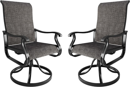 Amopatio Patio Swivel Chairs Set of 2, Outdoor Swivel Rocker Dining Chairs with All Weather Textilene High Back & Metal Frame, for Backyard Deck Lawn Garden, Dark Grey
