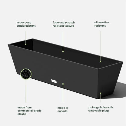 Veradek Pure Series Window Box Planter - Long Rectangular Planter for Indoor or Outdoor Windowsill/Balcony | Durable All-Weather Use with Drainage Holes | Modern Decor for Herbs, Small Plants, Flowers