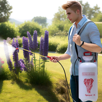 CLICIC 4 Gallon (16L) Lawn and Garden Portable Sprayer Pump Pressure Sprayer with Four Spray Poles Totaling 52 inches in Length