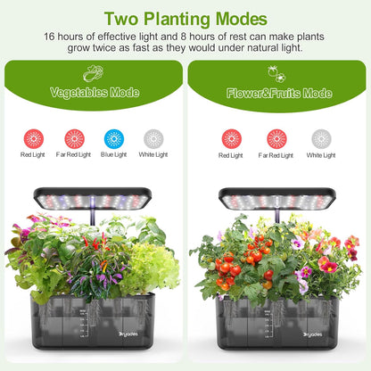 8-Pod Hydroponics Growing System Translucent Indoor Herb Garden with LED Grow Light Smart Quiet Pump Plant Germination Kit for Hydroponic Herbs, Vegetables, Lettuce Harvest on Countertop