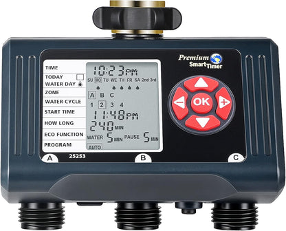 DEWENWILS Sprinkler Timer 3 Zone, Water Hose Garden Irrigation Timer with 4 Programmable Procedure and Low Battery Warning, Repeat Watering over Period, Faucet Controller with Rain Delay Mode for Lawn