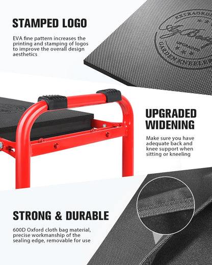 Garden Kneeler and Seat Heavy Duty,Upgraded Foldable Gardening Stool Widened to 10" Stable Wear-Resistant Prevent Knee and Back Pain, Bench High-End 2 Large Tool Bags Gift for Women