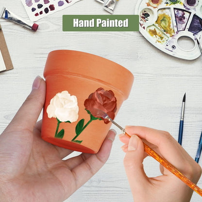 6 PCS Clay pots and Plates, 5-inch red Clay pots with Drainage, Perfect for Indoor, windowsill, and Garden Plants