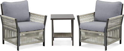 Patio Furniture Wicker Outdoor Conversation Set, 3-Piece All Weather Patio Furniture Rattan Rocking Sets with Removable Cushions & Side Table for Backyard, Balcony and Deck, Dark Grey