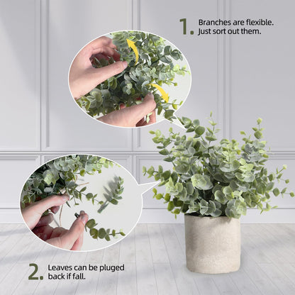 3 Pack Small Fake Plants, Artificial Agave Plants Potted for Home Decor, Faux Eucalyptus Plant Indoor for Bathroom Bedroom Kitchen Office Farmhouse Shelf Greenery Decor