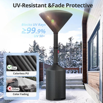 QH.HOME Winter Patio Heater Covers, [2025 Upgraded Tear-Resistant Fabric] Waterproof with Robust Zipper ,Height fit 87"-92",Dustproof/Wind/Sunlight/Snow-Resistant, Black