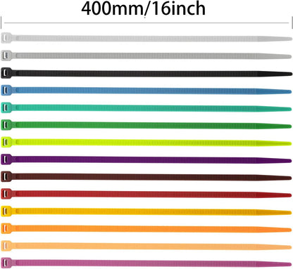 XINGO 100PCS Cable Zip Ties Heavy Duty, Premium Nylon Plastic Wire Ties with 50 Pounds Tensile Strength, Self-Locking Black Nylon Zip Ties for Indoor and Outdoor (16 inch, Red)