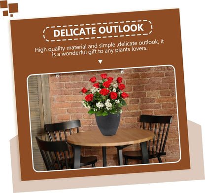 Black Resin Flower Pot Large Round Succulent Planter for Indoor Outdoor Use Frost-Resistant Plants Container for Home Desk Bathroom Decor