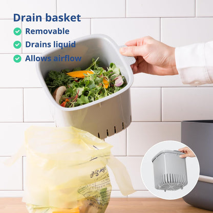 Blue Ginkgo Kitchen Compost Bin [2.6L / 0.69 GAL] – Filter-Free, Odor-Tight Countertop Food Waste Pail with Handle (Made in Korea, Pink)