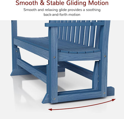 Stoog Outdoor Glider Benches Set of 2, Weatherproof Glider for Porch, Never Fade or Rot, Blue