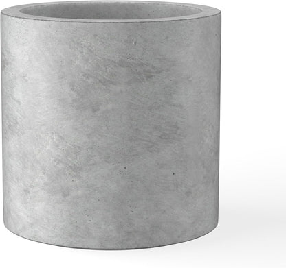 Kante 15.7" Dia Round Concrete Planter, Modern Style Large Cylindrical Plant Pot with Drainage Hole and Rubber Plug for Indoor Outdoor Patio, Natural Concrete