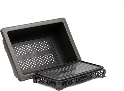 Bonsai Pot – 2-Pack 11.5 Inch Bonsai Training Pot with Eelegant Stand – Antique Brown Bonsai Pots with Mesh Drainage – Luxurious Bonsai Tree Pots Indoor Made with Recycled Plastic