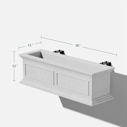 Veradek Brixton Series Plastic Railing Planter - Rectangular Planter for Outdoor Deck/Balcony | Crack-Resistant with Adjustable Rail Attachment | Classic Estate Design for Herbs, Succulents, Flowers