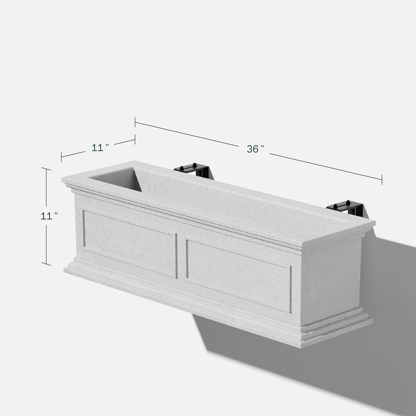 Veradek Brixton Series Plastic Railing Planter - Rectangular Planter for Outdoor Deck/Balcony | Crack-Resistant with Adjustable Rail Attachment | Classic Estate Design for Herbs, Succulents, Flowers