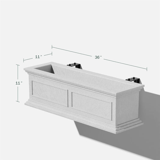 Veradek Brixton Series Plastic Railing Planter - Rectangular Planter for Outdoor Deck/Balcony | Crack-Resistant with Adjustable Rail Attachment | Classic Estate Design for Herbs, Succulents, Flowers