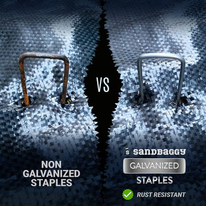 Sandbaggy 6 Inch Galvanized Landscape Staples - SOD Garden Stakes Pins ~ Trusted by Farmers & Contractors Across The USA (200 Staples)