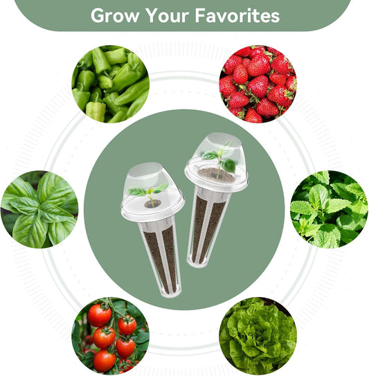 LYKOCLEAN 68pcs Hydroponic Pods Kit for Aerogarden and idoo, Grow Anything Kit with 30 Grow Sponges, 12 Grow Baskets, 12 Grow Domes, 12 Pod Labels, 2 Plant Food, Compatible with Hydroponics for All
