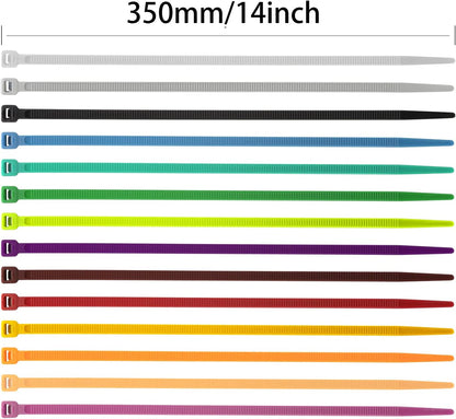 XINGO 100PCS Cable Zip Ties Heavy Duty, Premium Nylon Plastic Wire Ties with 50 Pounds Tensile Strength, Self-Locking Black Nylon Zip Ties for Indoor and Outdoor (14 inch, Red)