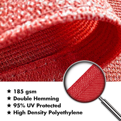 KANAGAWA Sun Shade Sail 12'x12' Scarlet Square UV Block Canopy Awning Shelter Fabric Cloth Screen for Outdoor Patio Garden Backyard