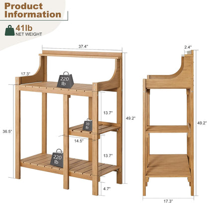 LMP HDPS Potting Bench Table, Potting Bench, Potting Benches for Outside, 50’’x17.5x37.5' (LxWxH) All Weather Potting Table Work Station for Outside Gardening, Wooden Like
