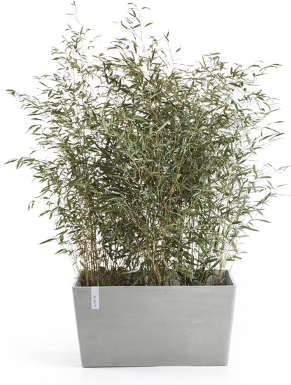 Ecopots Paris Durable Modern Rectangular Indoor/Outdoor Recycled-Based Composite Flower Planter, White Grey, 23.5"