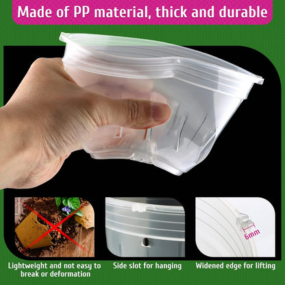 Orchid Pot, 9 Pack Orchid Pots with Holes, 3 Each of 4.8, 5.7 and 6.4 Inch Clear Flower Planter for Repotting, Plastic Slotted Nursery Planters Indoor Outdoor