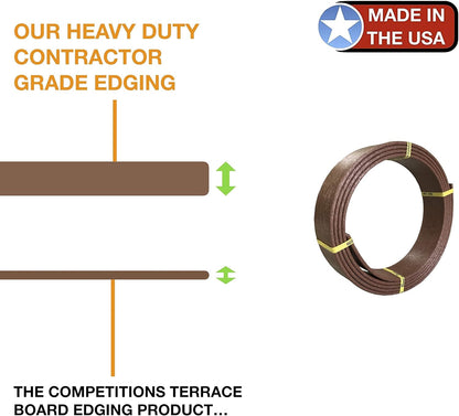 USA Made - Heavy Duty Landscape Edging, Garden Planter & Pathway Bender Board Edge Border Kit - Thick Terrace Board 3.3" H x 16'ft L - Includes 4 Stakes