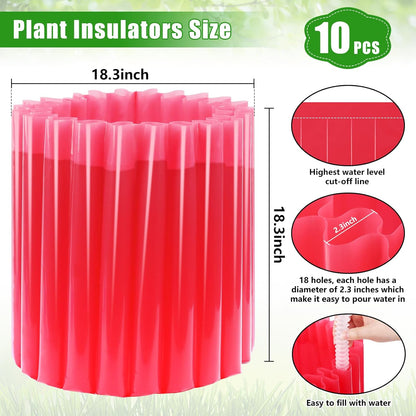 MJZ 10 Pack Walls of Water Plant Protectors, 18.3 x 18.3 Inch Reusable Wall of Water for Tomato Plants, Early Season Insulated Plant Protector Freeze Protection, Plant Covers for Winter Cold Weather