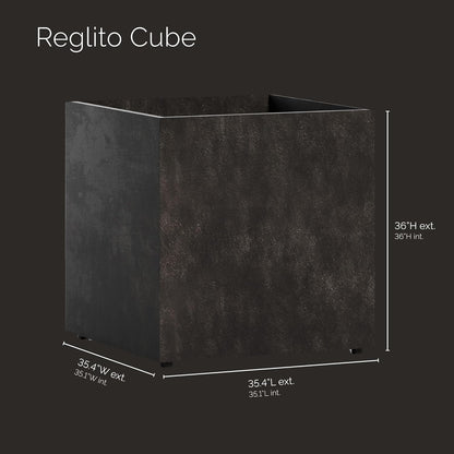 Reglito Cube Planter - 35.4 in x 35.4 in x 35.4 in - Brown Stone