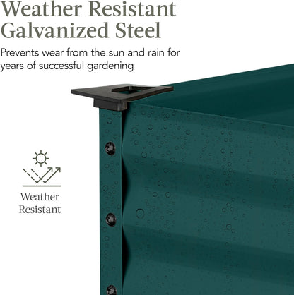Best Choice Products 48x24x30in Galvanized Raised Garden Bed, Metal Elevated Planter Box, Vegetable Garden for Backyard, Patio, Balcony - Peacock Blue