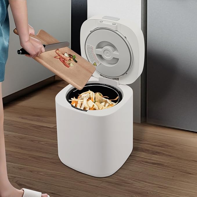 Electric Food Composter 2.5L Capacity, 500W Heating Power Kitchen Compost Bin with 3 Working Modes (Quick/Standard/Ferment), Odorless and Quiet Operation for Apartment Home Use (White)