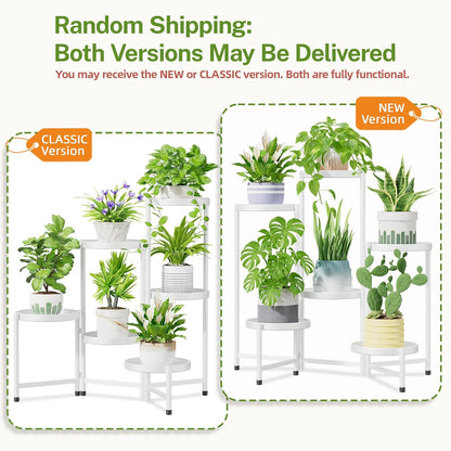 iDavosic.ly 6 Tier Large Plant Stand Indoor with 10 Inch Wide Tray, Tiered Corner Metal Outdoor Flower Display Holder Shelf, Folding Tall Rack for Patio Porch Living Room, White