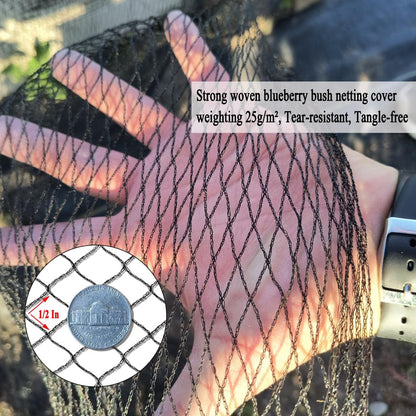 Junflying Bird Netting, 15x40 FT – 1/2" Mesh, Woven Black Netting for Garden Protection with Ties, Protects Vegetables, Fruit Trees, Blueberry Bushes & Strawberry Plants