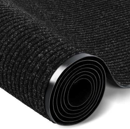 Rubber Door Mat About W3' ×L16' Heavy Duty Large Outdoor Indoor Mat Durable Entrance Doormat Waterproof Rubber Back Rugs for Home Entryway Patio Porch Office Business Areas (Black)
