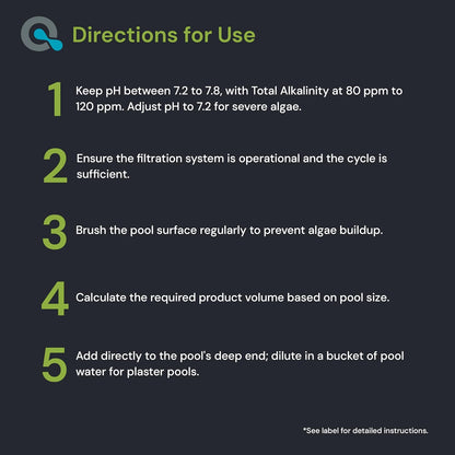Copper Pool Algaecide for Swimming Pool - 90 Day Algaecide for Inground Pool to Prevent and Remove Pool Algae - Super Algaecide for Pool Opening - AquaDoc 32oz