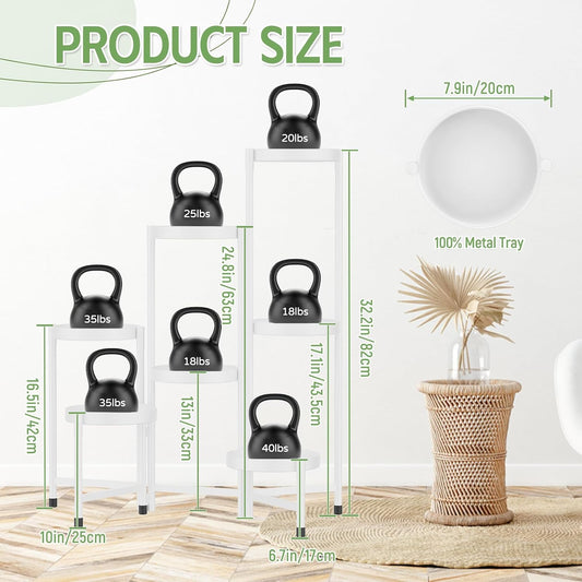 iDavosic.ly Plant Stand Indoor Outdoor, 7 Tier Corner Metal Flower Display Holder Shelf, Folding Tall Orchid Rack for Patio Balcony Porch Garden Living Room House, White