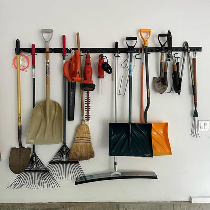 WellMade 64'' Adjustable Garden Tool Organizer, Garage Storage System with Hooks, Wall Mount Tool Organization Rack, Black