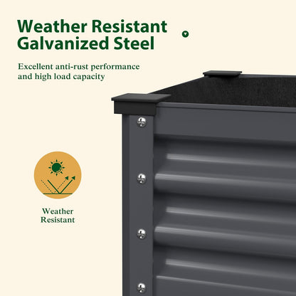 MUPATER Galvanized Steel Raised Garden Bed, 47.8" L x 23.5" W x 33.5" H Large Metal Elevated Raised Planter Box with Rolling Casters & Extra Bottom Shelf for Backyard, Patio, Balcony, Gray
