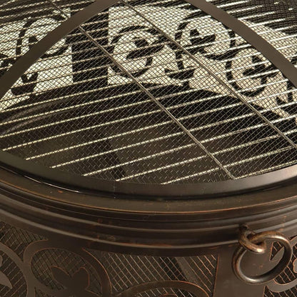 26 Inch Steel Deep Bowl Fire Pit with Cooking Grid, Weather Cover, Spark Screen, and Poker - Model# BFPW26W-CC Metal