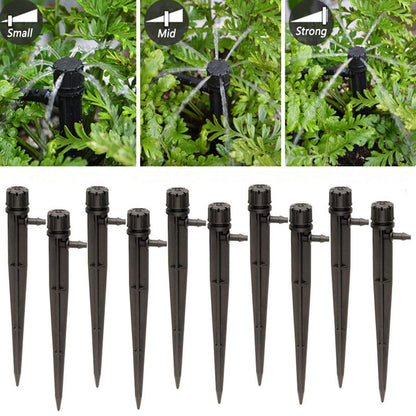 Set of 100 Drip Emitters Perfect for 4mm / 7mm Tube, Adjustable 360 Degree Water Flow Drip Irrigation System for Watering System.