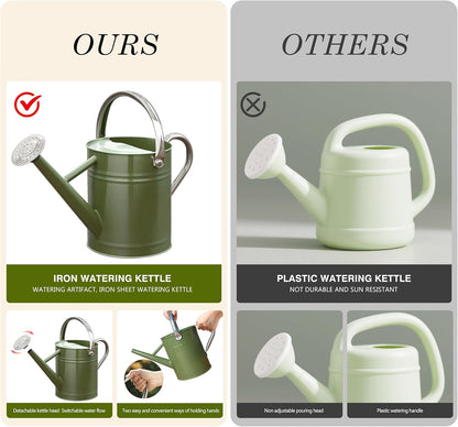 Metal Watering Can, One Gallon Watering Cans Stainless Steel for Outdoor Indoor Garden Plants Watering (Emerald Green)