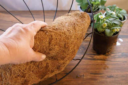 2PCS Half Round Hanging Basket Liners Replacement Coco Liner for Hanging Basket Wall Flower, 100% Natural Coconut Fiber Plant Basket Liner for Garden Planter Flower Pot (18 inch)