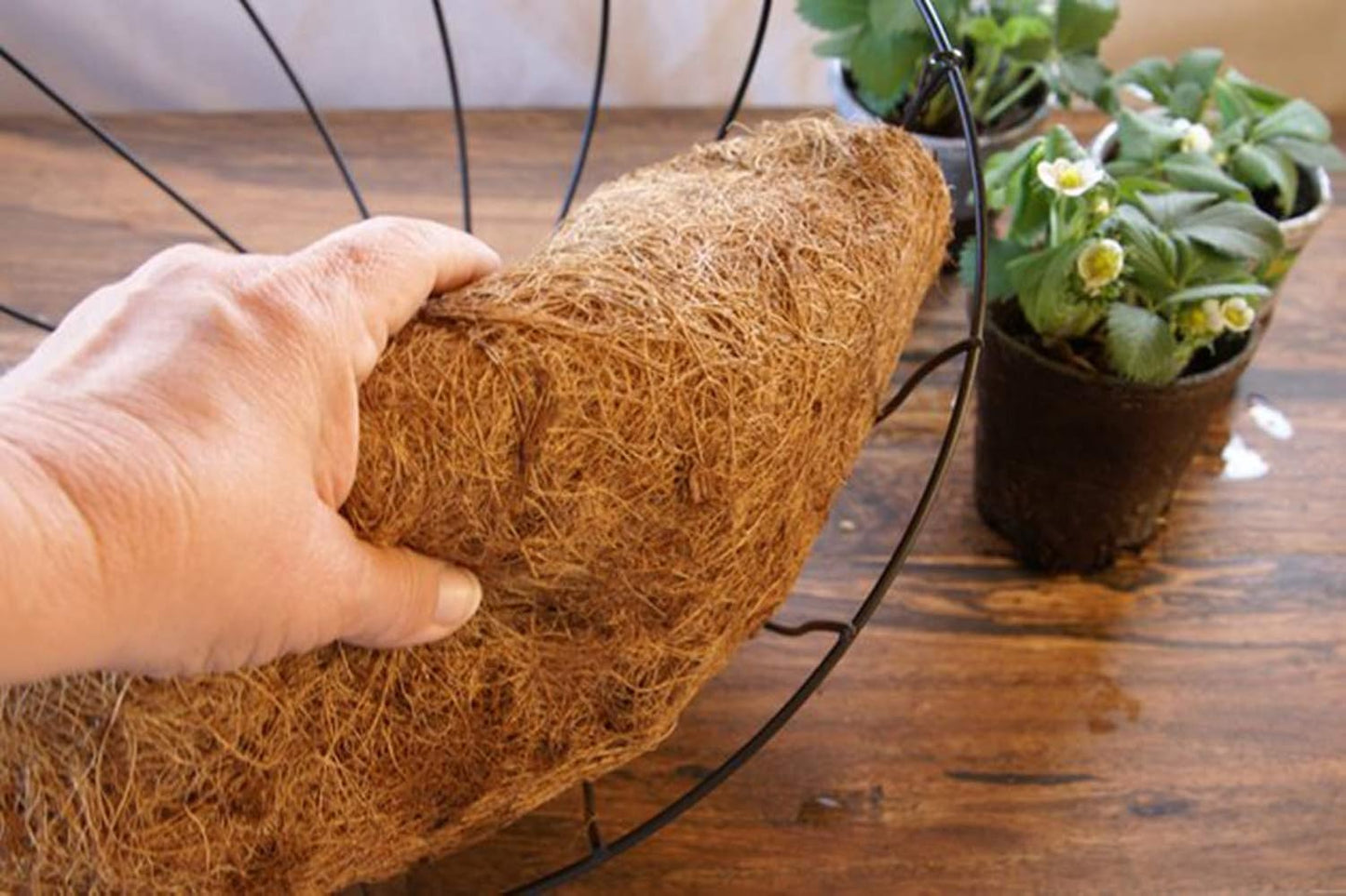 2PCS Half Round Replacement Coco Liner for Hanging Basket Wall Flower Basket Half Circle Wall Planter Coconut Fiber Plant Basket Liner for Garden Planter Flower Pot (16 inch)
